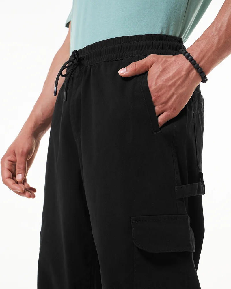 bewakoof  Men's Black Oversized Cargo Carpenter Pants for Men | Best Price UAE